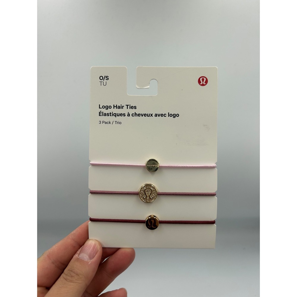 Lululemon Logo Hair Ties 3 Pack Trio Elastic Ponytail Holders